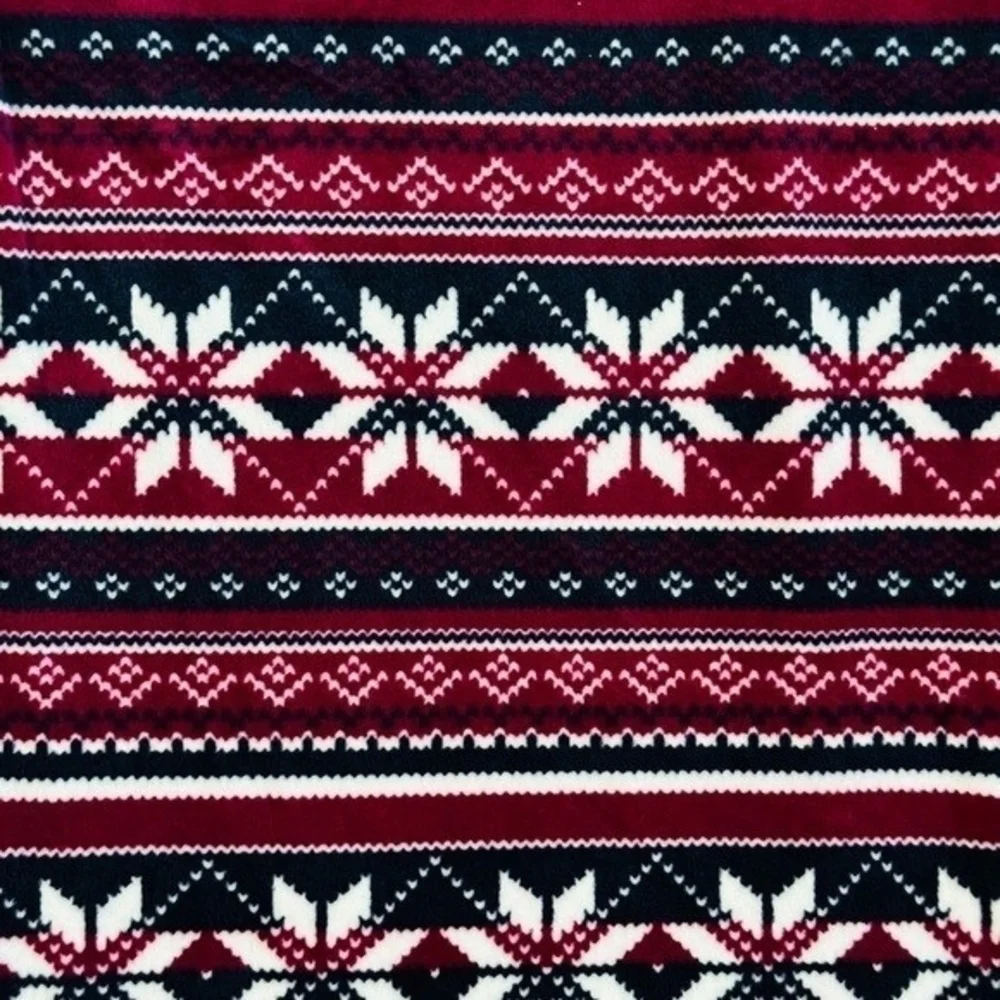 NAUTICA Women PJ Pants M Purple Blue White Winter Fair Isle Fleece Pajama Bottom